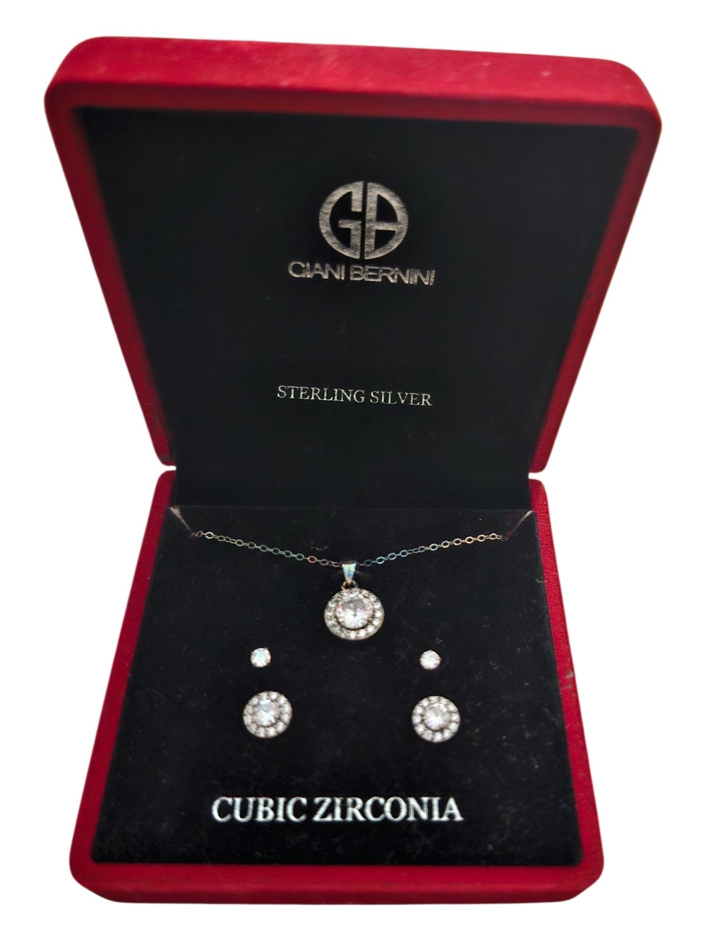 Giani Bernini NEW Sterling Silver Cubic Zirconia Necklace and Earring Set White